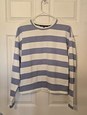 NWOT Thrive Societe White & Navy Striped Crewneck Top